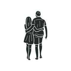 Couple Icon Silhouette Illustration. Romantic Vector Graphic Pictogram Symbol Clip Art. Doodle Sketch Black Sign.