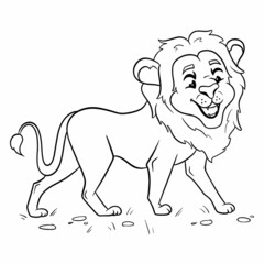 Obraz na płótnie Canvas Animal character funny lion in line style. Children's illustration.