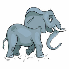Animal character funny elephant in cartoon style. Children's illustration.