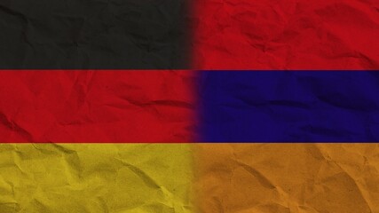 Armenia and Germany Flags Together, Crumpled Paper Effect Background 3D Illustration