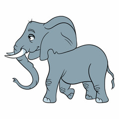 Animal character funny elephant in cartoon style. Children's illustration.