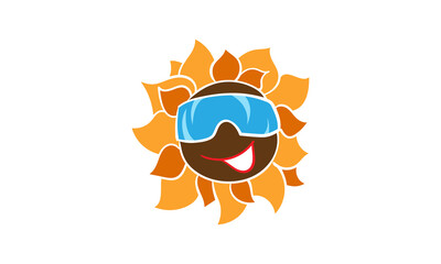 Drawing of a cheerful and funny sunflower in vector