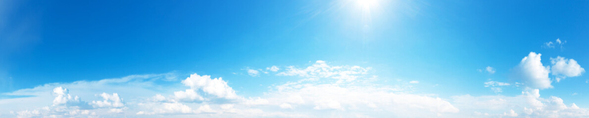 Blue Sky background with tiny Clouds. Panorama background