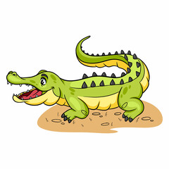 Animal character funny crocodile in cartoon style. Children's illustration.