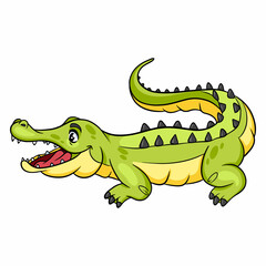 Animal character funny crocodile in cartoon style. Children's illustration.