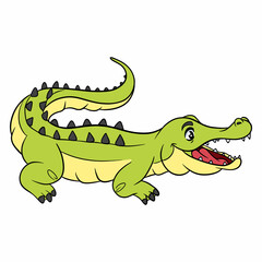 Animal character funny crocodile in cartoon style. Children's illustration.
