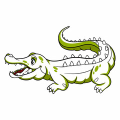 Animal character funny crocodile in line style. Children's illustration.