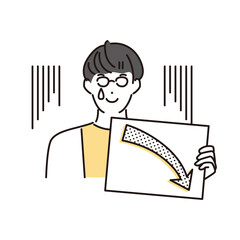 シンプル　イラスト　結果に落ち込む男性　プレゼンボード