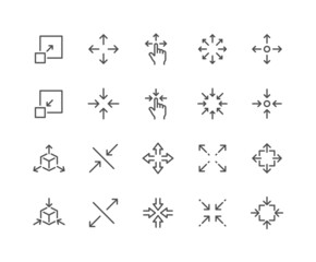 Simple Set of Scaling Related Vector Line Icons. Contains such Icons as Increase, Decrease, Resize and more. Editable Stroke. 48x48 Pixel Perfect.