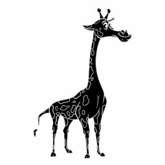 Animal character funny giraffe silhouette. Children's illustration.