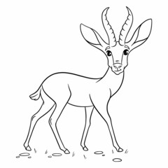 Animal character funny gazelle in line style. Children's illustration.