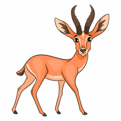 Animal character funny gazelle in cartoon style. Children's illustration.