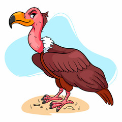Animal character funny vulture in cartoon style. Children's illustration.