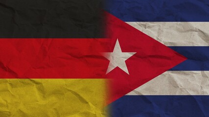 Cuba and Germany Flags Together, Crumpled Paper Effect Background 3D Illustration