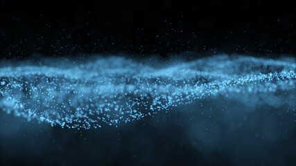 Abstract digital particle wave and light abstract background, animation cyber or technology background.