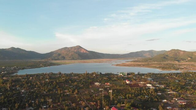 Aerial view of Bien Ho or TNung lake or Ea Nueng lake in Pleiku, Gia Lai, Vietnam