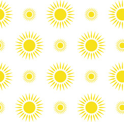 Sun emblem tribal symbol yellow and white seamless pattern.