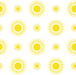 Sun emblem tribal symbol yellow and white seamless pattern.