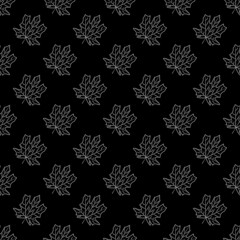 Falling Leaves. Autumn background. Autumn maple leaves. Floral seamless pattern. white on black