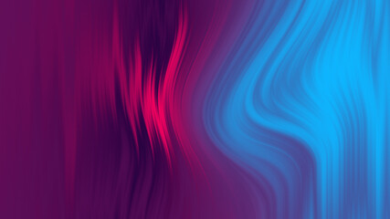Obraz premium Stylish 3D Abstract Animation Color Wavy Smooth Wall. Concept Multicolor Liquid Pattern. Purple Blue Wavy Reflection Surface Macro. Trendy Colorful Fluid Abstraction Flow. Beautiful Gradient Texture