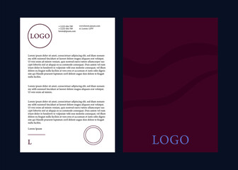 Colorful business style letterhead templates. Modern letterhead templates for business. Logo and lettering template. Flat cartoon vector illustration