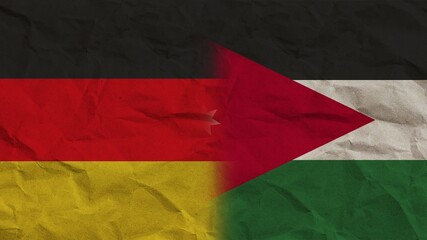 Jordan and Germany Flags Together, Crumpled Paper Effect Background 3D Illustration