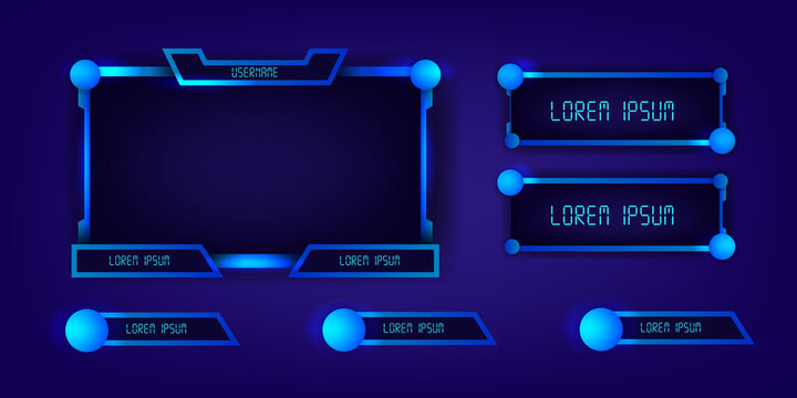 Blue Neon Live Stream Gaming Esport Frame Panels Modern Tech Cyber Futuristic Display Elegant