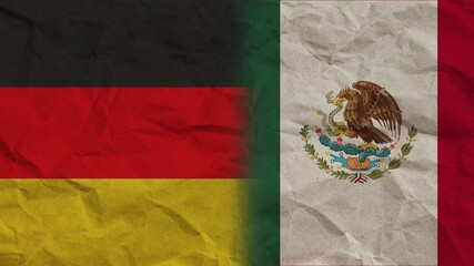 Mexico and Germany Flags Together, Crumpled Paper Effect Background 3D Illustration