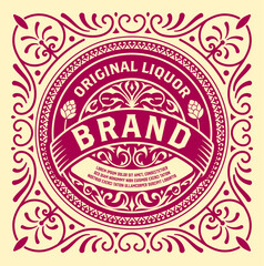 Whiskey label with old frames