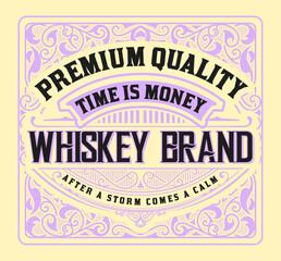 Whiskey label with old frames