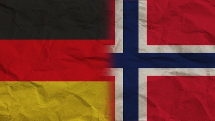 Fototapeta premium Norway and Germany Flags Together, Crumpled Paper Effect Background 3D Illustration