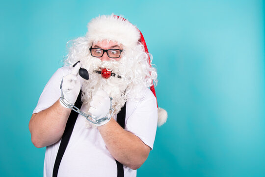 Adult games and funny fat Santa Claus.