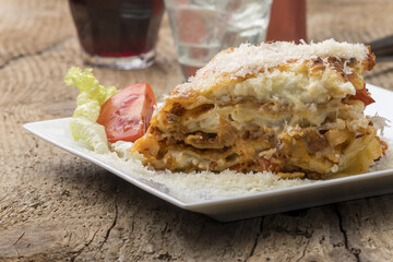 lasagna on a white plate