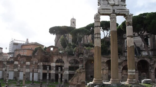 The historical The Temple of Caesar in Rome, Italy - shot in HD