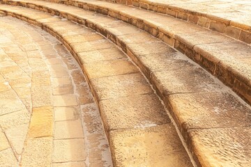 Brown granite stairs inside a modern luxury hotel