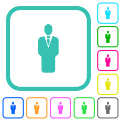 Fototapeta premium Businessman silhouette vivid colored flat icons
