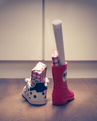 Sinterklaas feest, children put down the shoe, early in the morning, typical Dutch party tradition, get presents, sweets and a letter in your shoe, (put the shoe down) December 5, Santa claus, 