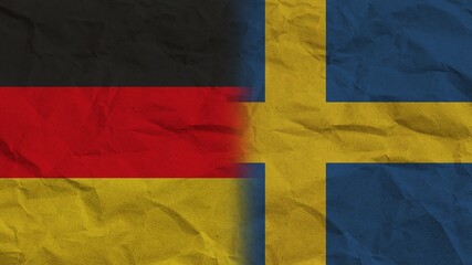 Sweden and Germany Flags Together, Crumpled Paper Effect Background 3D Illustration