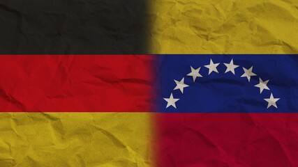 Venezuela and Germany Flags Together, Crumpled Paper Effect Background 3D Illustration