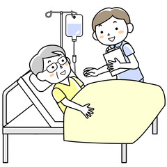 入院患者に声をかける看護師