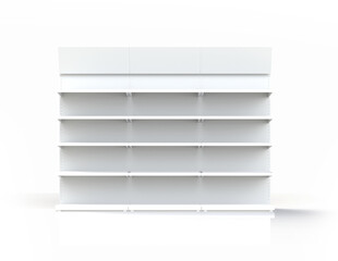 Retail shelf merchandising unit mock-up with shadow and reflection