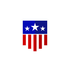 Shield of US Flag. United States Shield Logo. Vector Illustration.