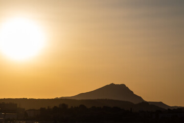 the Sainte Victoire mountain in the light of a summer morning