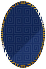 楕円形のフレーム　縦　ブルー＆ゴールド　全面に雷紋