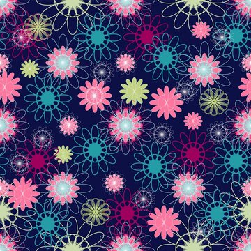 Blooming Plant background Blooming midsummer meadow seamless pattern. Plant background A lot of different flowers. Liberty style millefleurs. Trendy floral design
Creative style. Print card, cloth