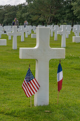 Colleville-Sur-Mer, France - 08 03 2021: Normandy American Cemetery and Memorial and the grave of...