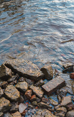 Saint Petersburg, Russia - August 1, 2021, Elagin Island, a park in Saint Petersburg, a beautiful reflection of the sky in a forest river.