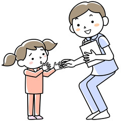 入院患者の子どもと看護師