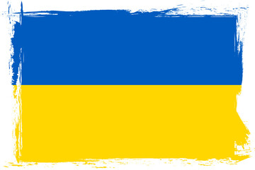 Flag of Ukraine, banner with grunge brush