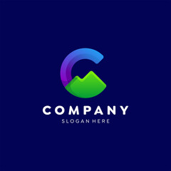 Letter c mountain logo colorful gradient template design